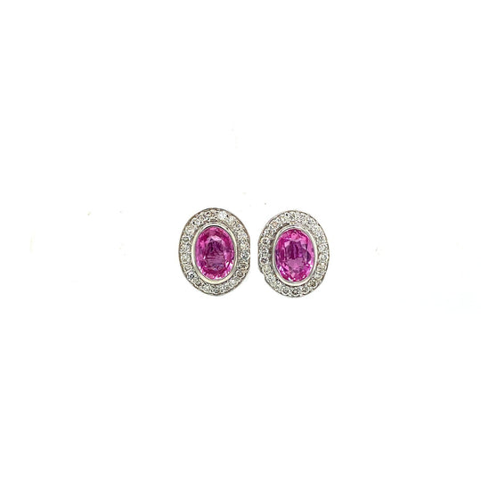 Pink Sapphire and Diamond Earrings in 14K White Gold Supplier