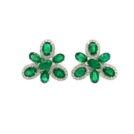 Emerald and Diamond Earring in 18K White Gold Supplier