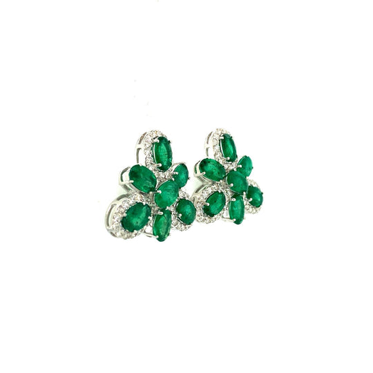 Emerald and Diamond Earring in 18K White Gold Supplier