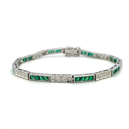 Emerald and Diamond Bracelet in 14K White Gold Supplier