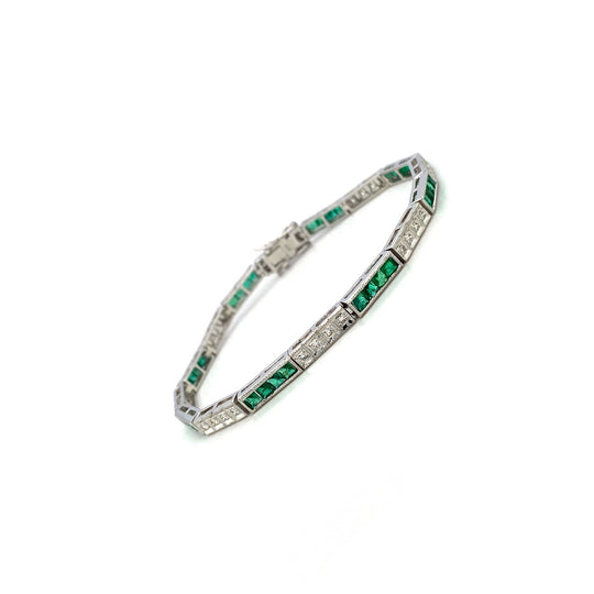 Emerald and Diamond Bracelet in 14K White Gold Supplier