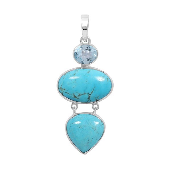 SILVER PENDANT WITH TURQUOISE GEMSTONE WHOLESALER
