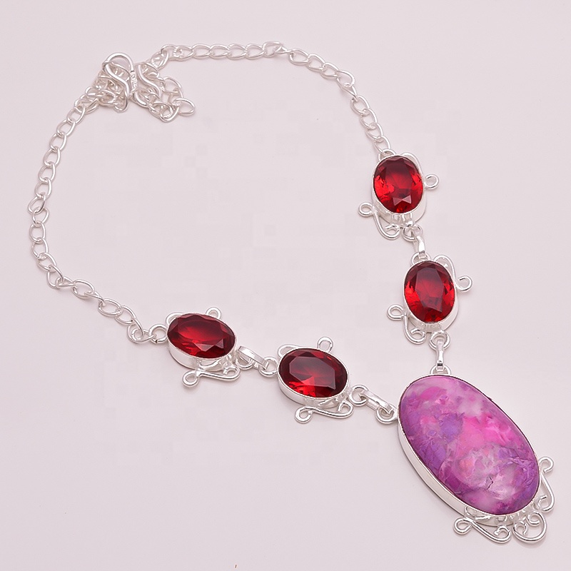 Natural Pink Sujilite Garnet Quartz Gemstone Jewelry, Valentine Jewelry Exporter