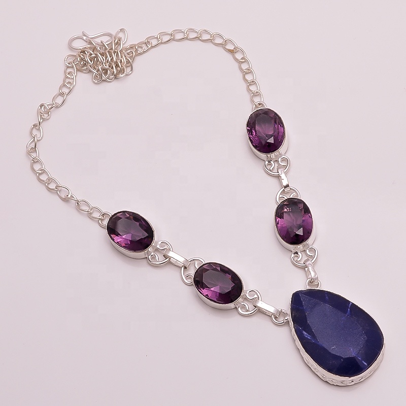 925 Sterling Silver Necklace, Lapis Amethyst Garnet Quartz Wholesaler India