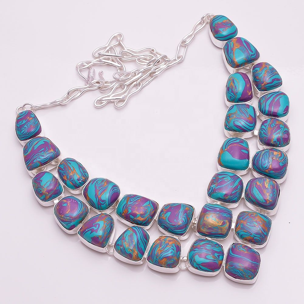 Wholesale 925 Silver Necklace, Natural Rainbow Chalcy Gemstone Jewelry