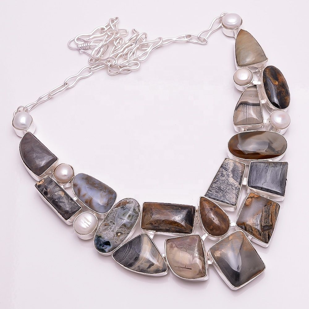 Natural Pearl Jasper multi Gemstone Necklace Wholesaler