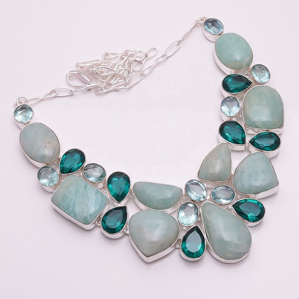 Natural Blue Topaz Quartz Gemstone Jewelry, Custom Design Supplier