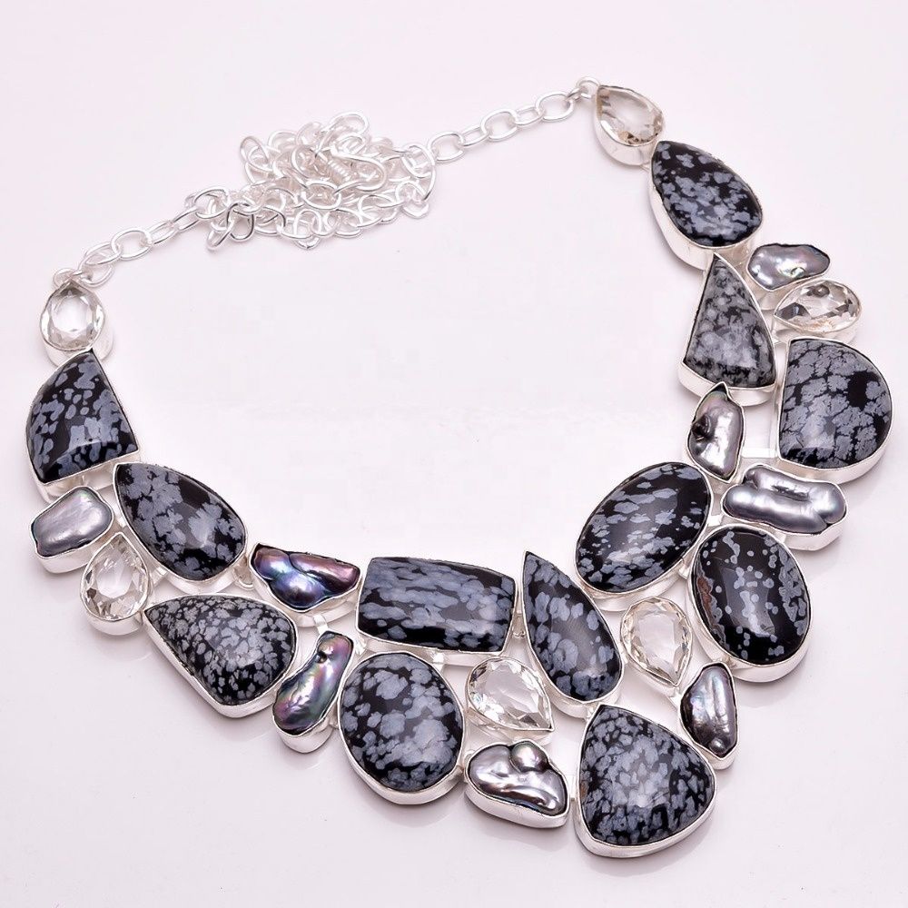 Natural Snowflake Obsidian Multi Gemstone Jewelry Wholesaler