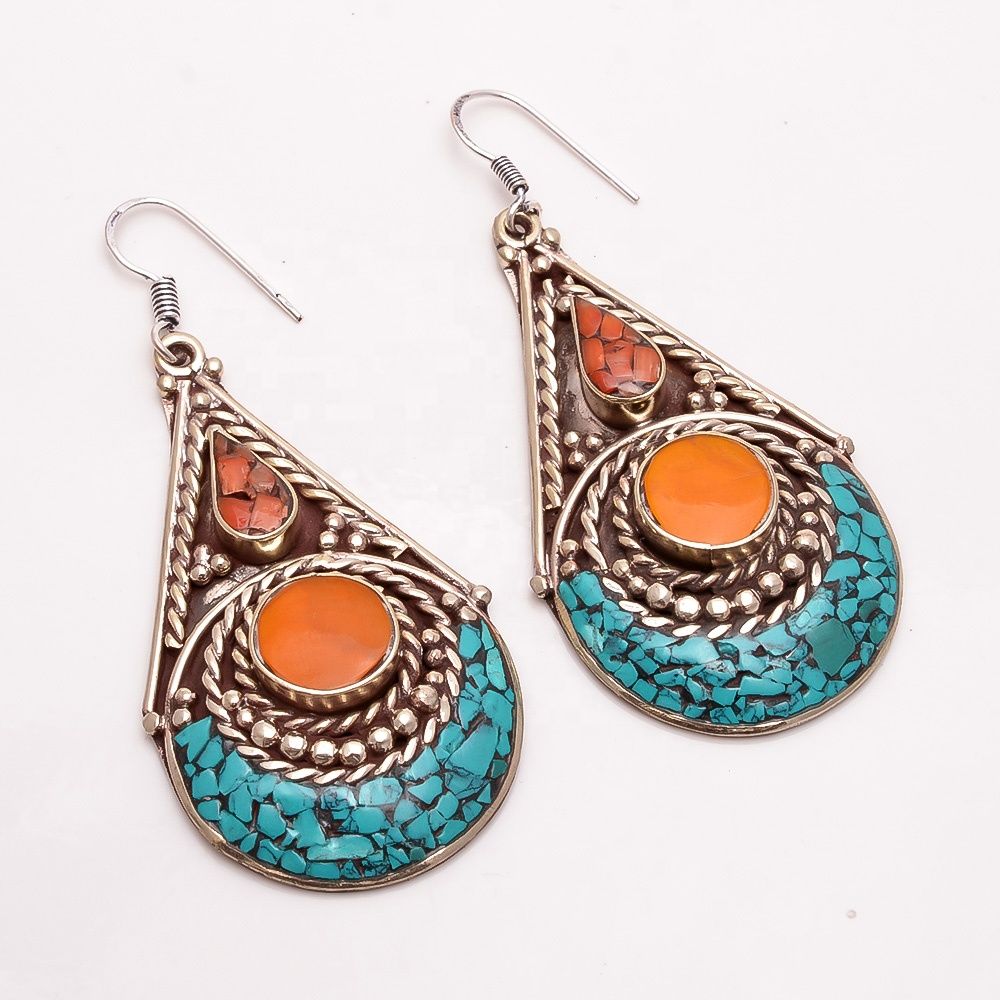 Tibetan Silver Nepali Handmade Earrings, French Jewelry Exporter