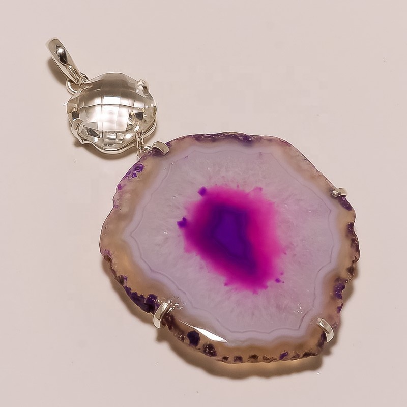 Solar Quartz druzy pendant fashion Prong Setting Wholesaler