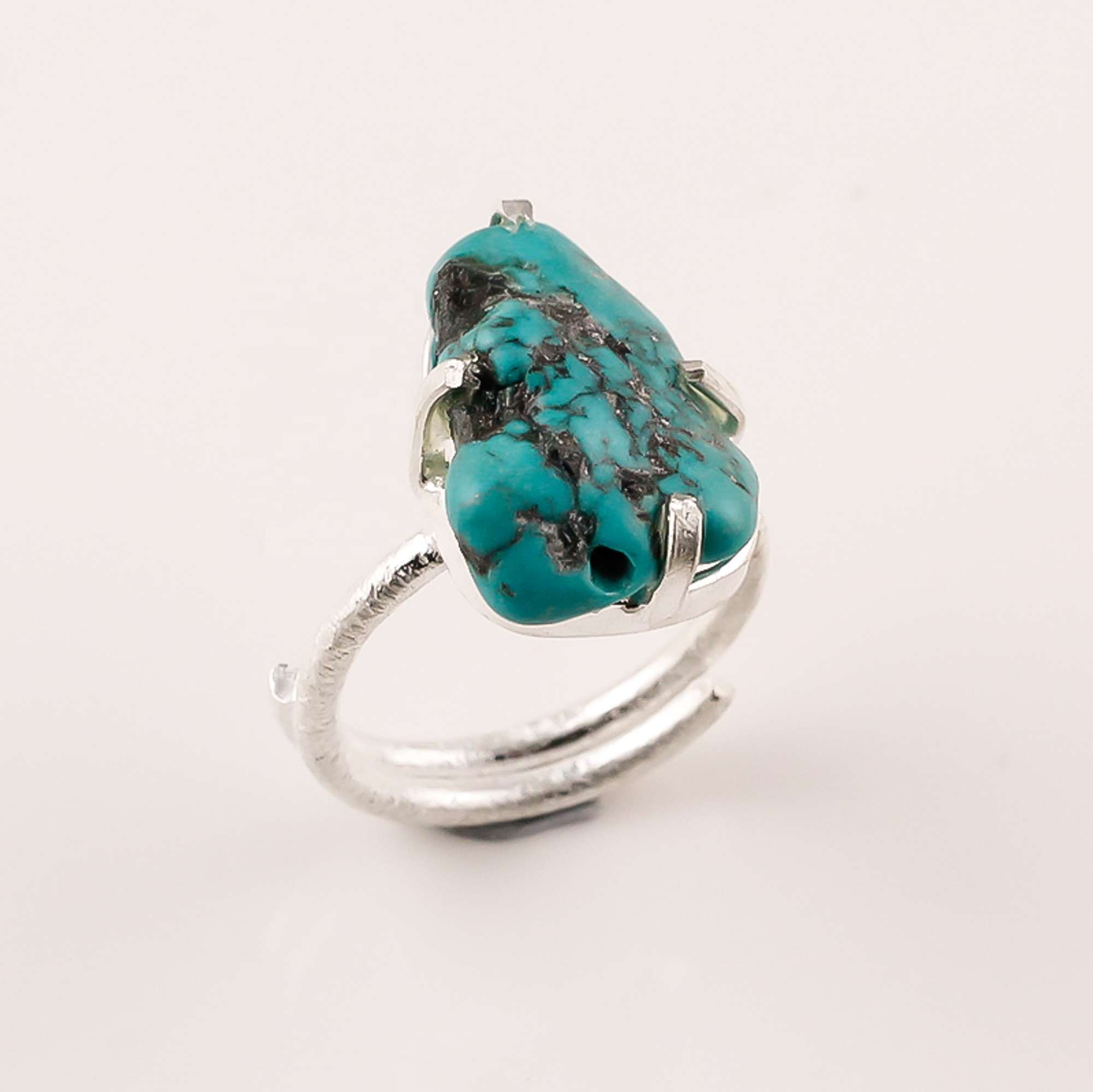 Fancy Shape Natural Raw Turquoise Gemstone 925 Sterling Silver Manufacturer