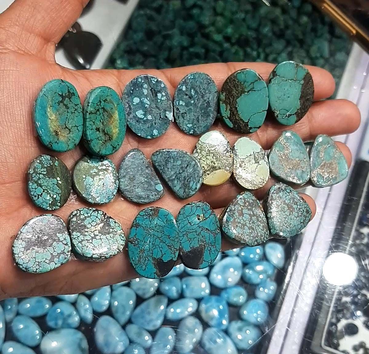 Natural turquoise cabochon pair gemstone Exporter