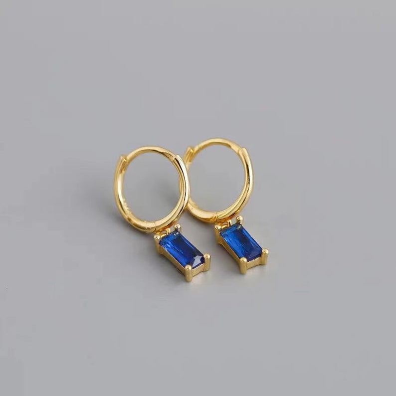 Blue quartz octagon cut circle hoop earring Supplier