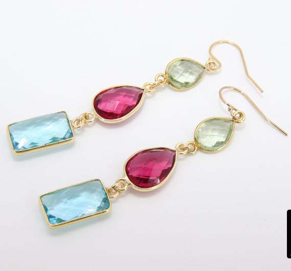 Wonderful style multi-color quartz 925 silver earring Exporter