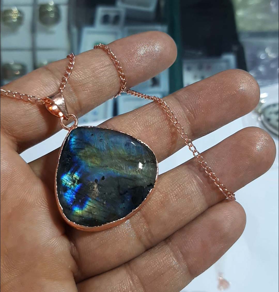 Aqua chalcedony gold vermeil pencil pendant Exporter