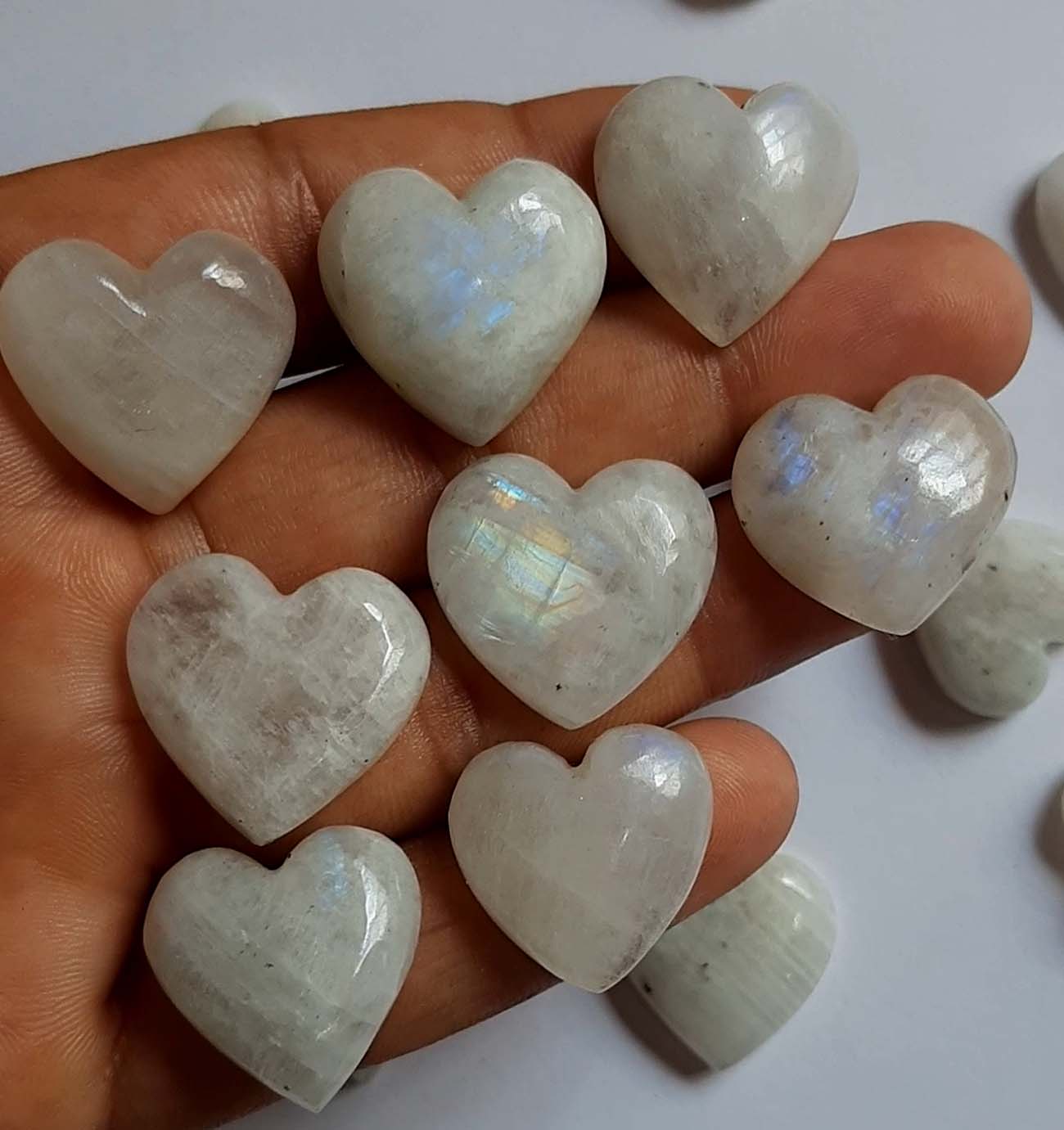 Blue fire rainbow moonstone heart-carving Exporter