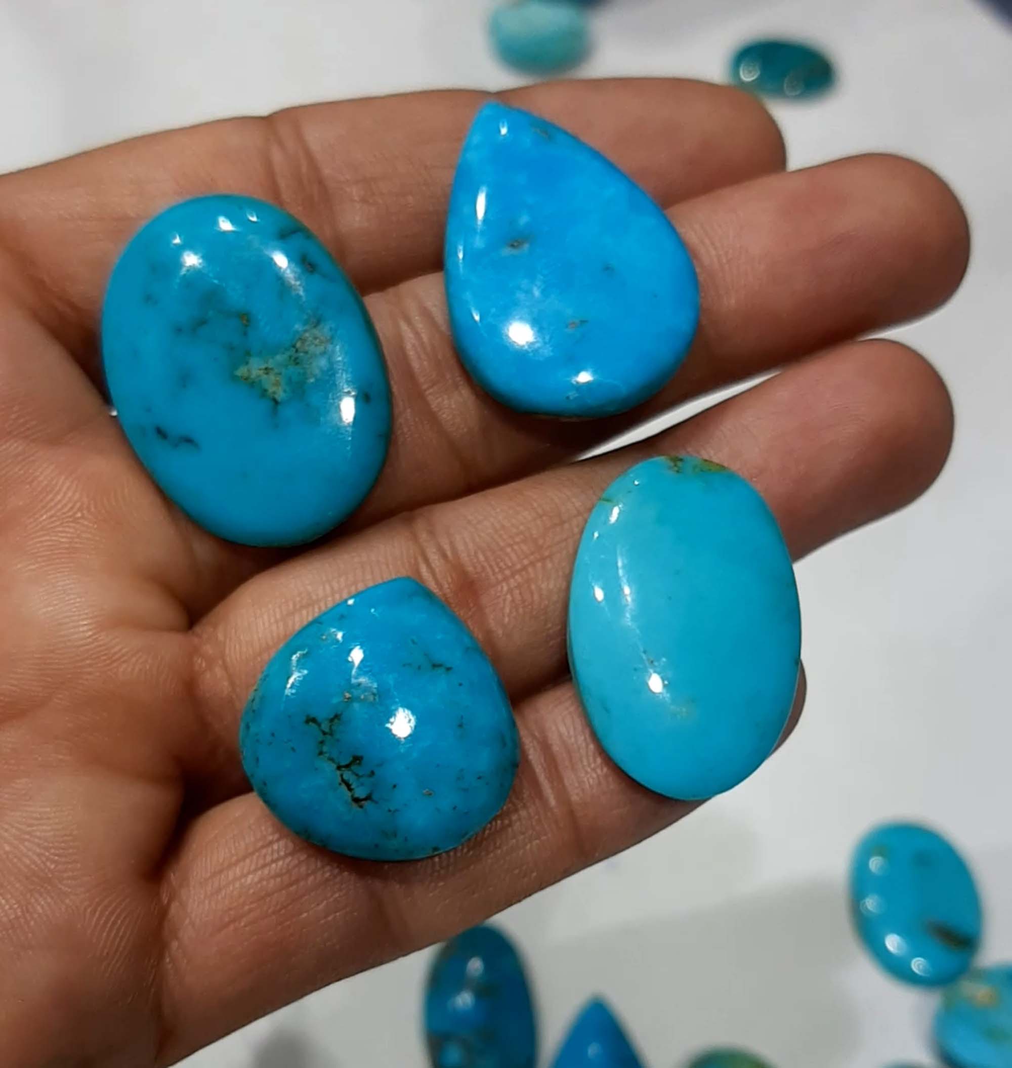 Offering Blue Natural Arizona Turquoise Pear Shape Loose Gemstone Exporter