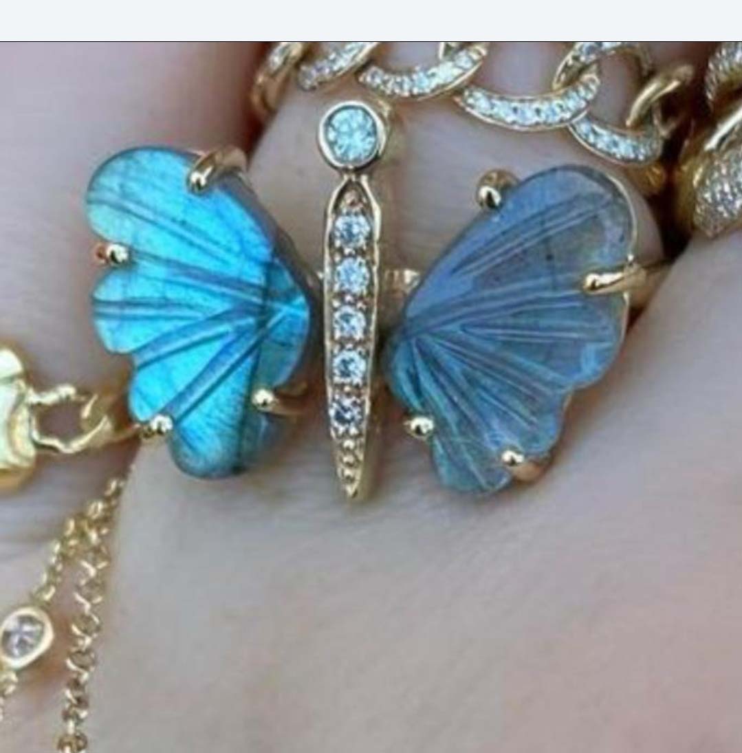 Labradorite butterfly prong set zircon ring at bulk price Exporter