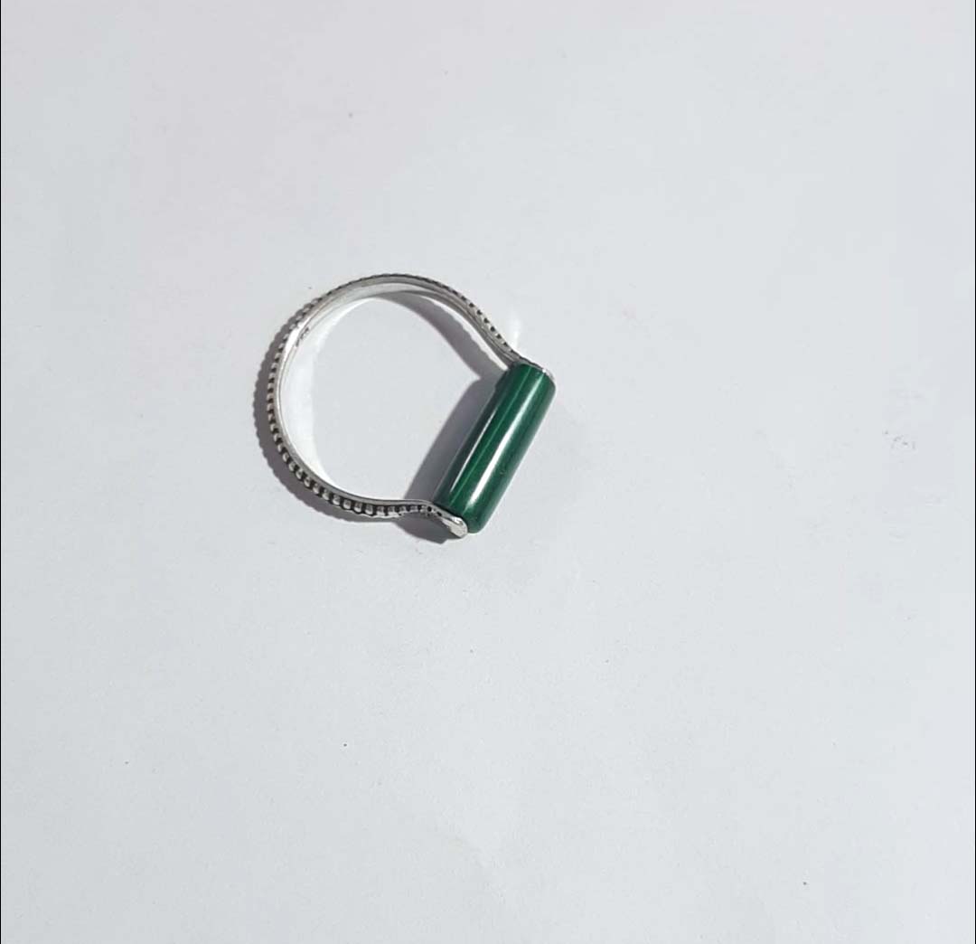 Malachite gold plated wire wrapped 925 silver ring Supplier