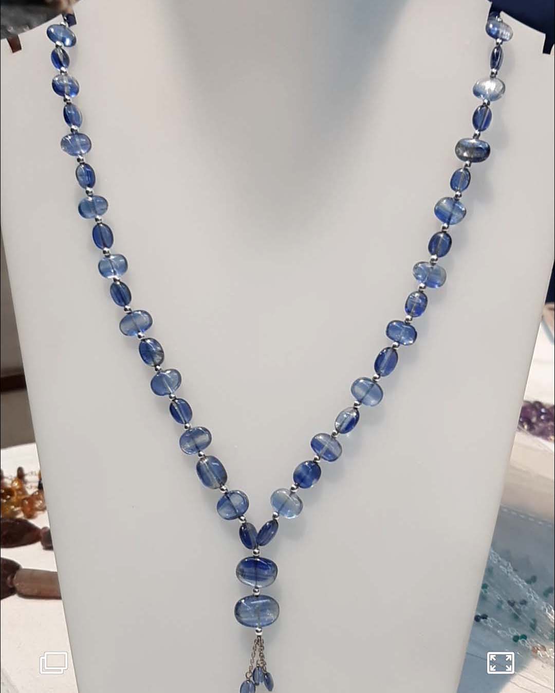 Indian style tanzanite oval cab sterling silver necklace Supplier