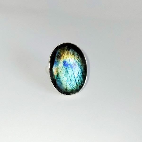 Aurora Opal with Blue Topaz Ring 925 Sterling Silver Exporter
