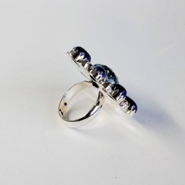 Aurora Opal and Lapis Lazuli Ring 925 Sterling Silver Supplier