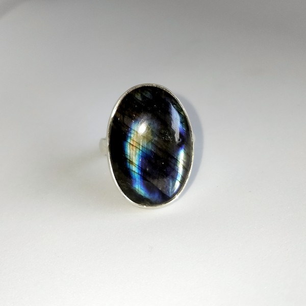 Aurora Opal with Blue Topaz Ring 925 Sterling Silver Supplier