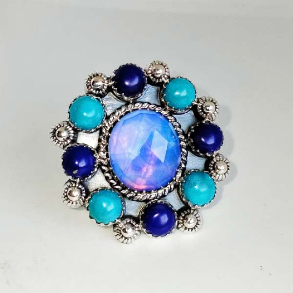 Aurora Opal Ring 925 Sterling Silver Supplier