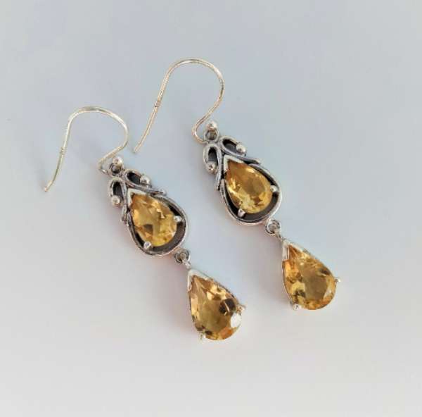 Citrine 925 Sterling Silver Earring Supplier