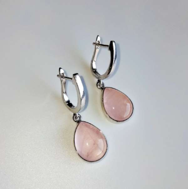Rose Quartz 925 Sterling Silver Leverback Earring Supplier