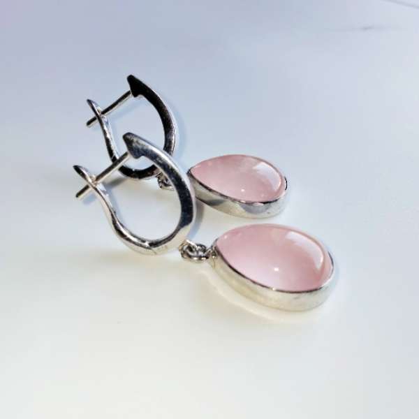 Rose Quartz 925 Sterling Silver Leverback Earring Supplier