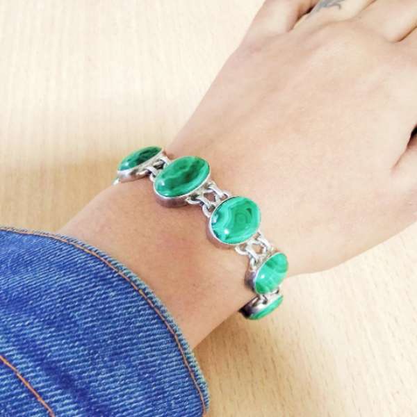 Malachite 925 Sterling Silver Bracelet Exporter