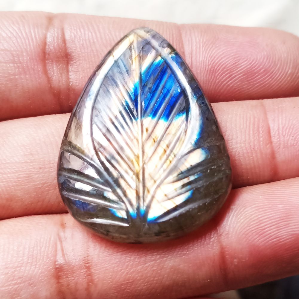 Natural Blue Fire Labradorite Carved Flower Drop Gemstone Supplier