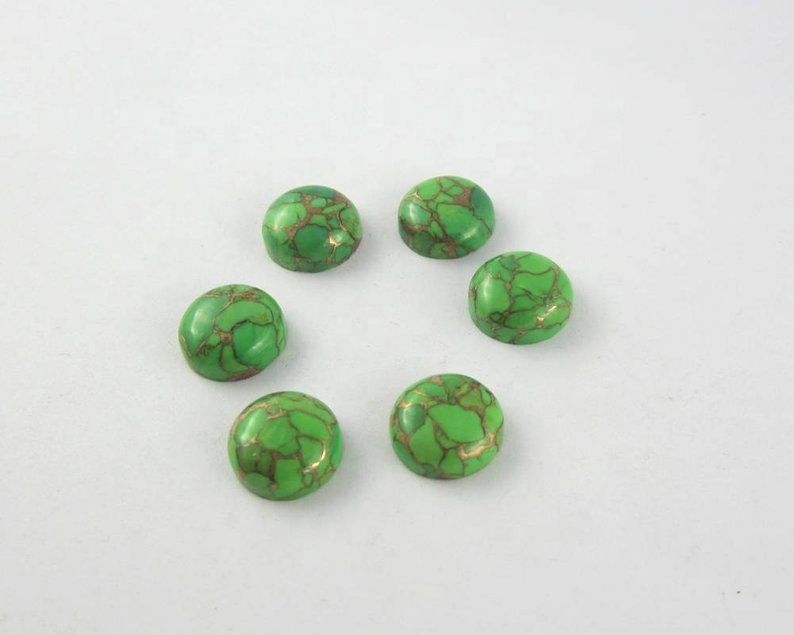 Green Copper Turquoise Round Cabochon Loose Gemstones Supplier