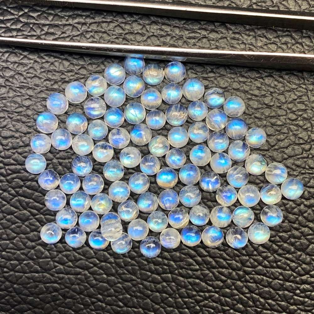 Natural Rainbow Moonstone Round Cabochons Loose Calibrated Gemstone Supplier