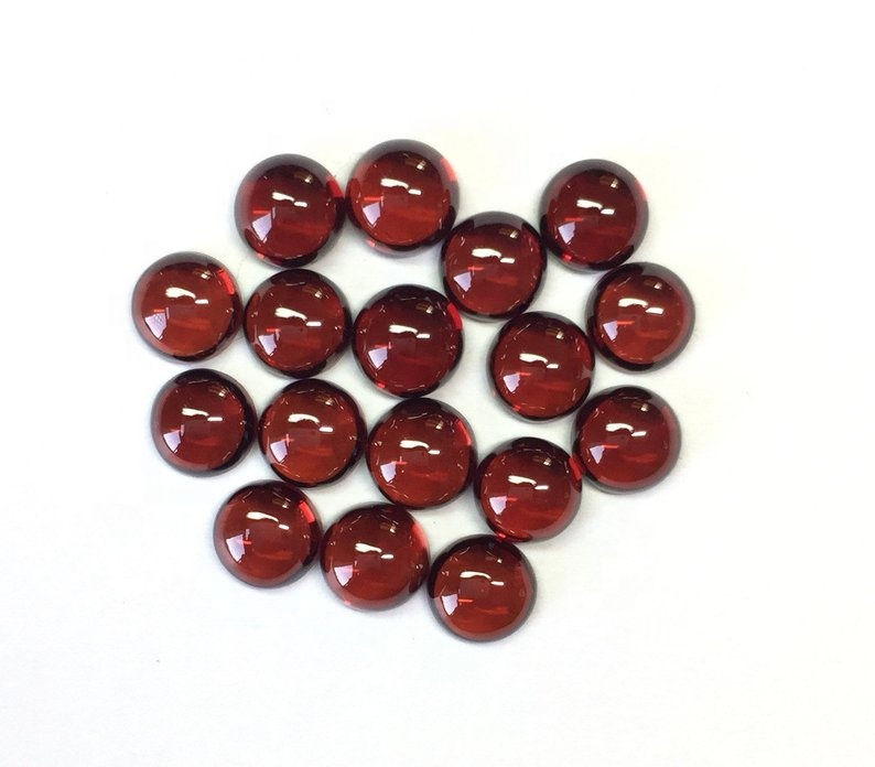 7mm Natural Mozambique Red Garnet Round Flatback Cabochon Gemstone Supplier