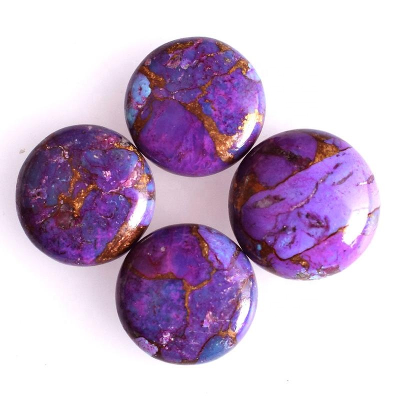 10mm Reconstructed Purple Copper Turquoise  Cabochon Loose Gemstone Supplier