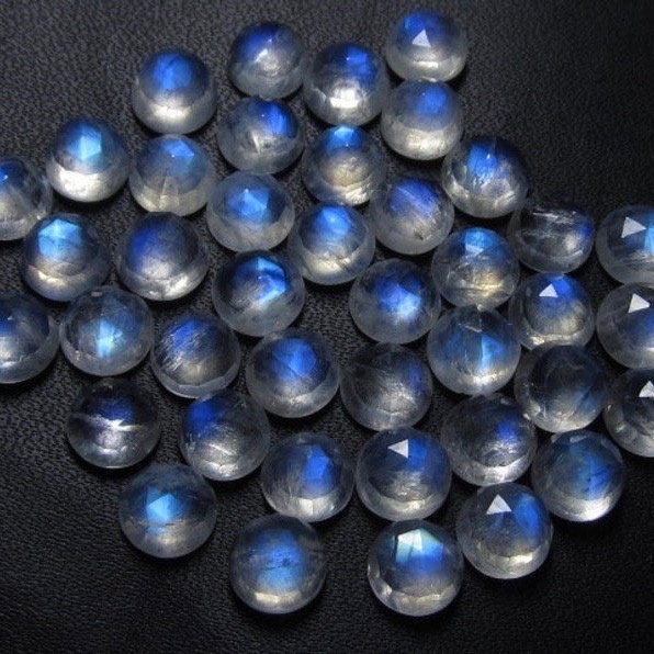 4mm Natural Rainbow Moonstone Rose Cut Round Cabochons Loose Gemstones Supplier