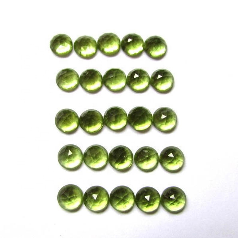 4mm Natural Peridot Rose Cut Round Cabochons Loose Gemstones Supplier