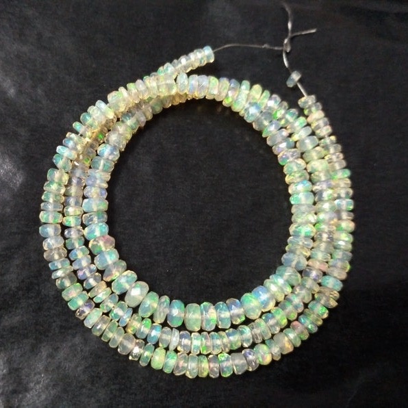 Natural Ethiopian Opal Gemstone Faceted Rondell Beads  Supplier