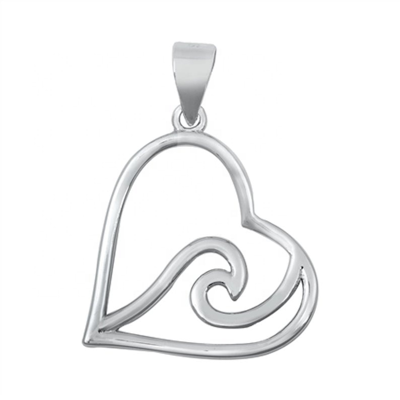 925 Sterling Silver Handmade Tide & Heart Pendant Silver Supplier