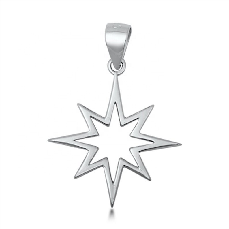 925 Sterling Silver Handmade Silver 8 Point Star Pendant  Exporter