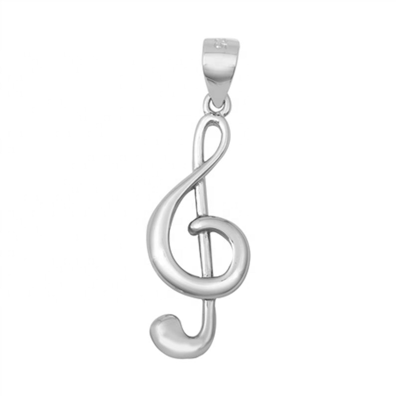 925 Sterling Silver Handmade Plain Silver Clef Pendant   Exporter