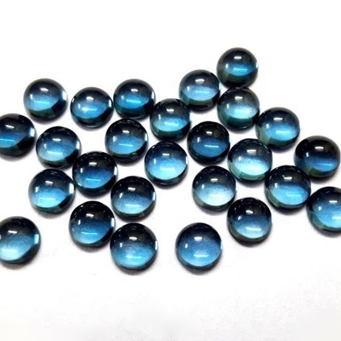 7mm Natural London Blue Topaz Round Cabochon Loose Gemstones  Exporters