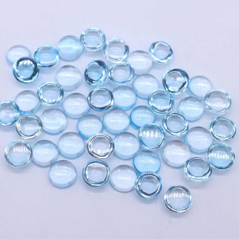 7mm Natural Sky Blue Topaz Round Cabochon Loose Gemstones  Exporters