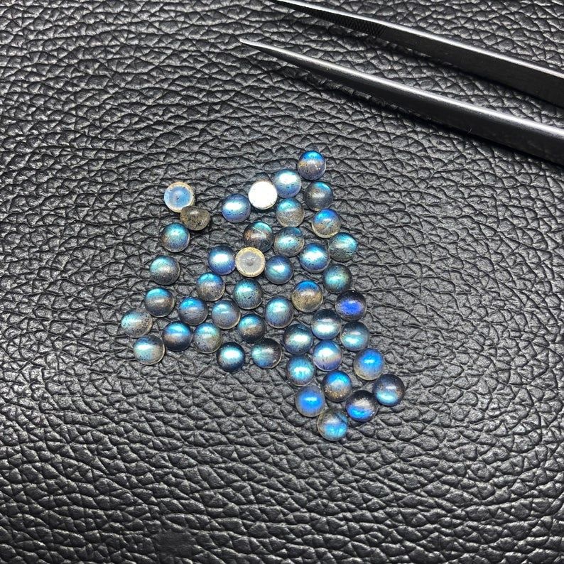 4mm Natural Blue Fire Labradorite Round Cabochons Loose Gemstones Exporters