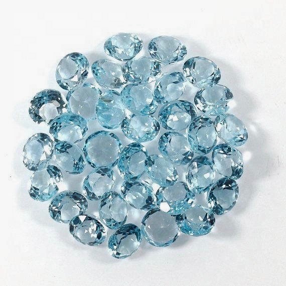 10mm Sky Blue Topaz Faceted Round Cut Loose Calibrated Cut Stone Manufacturer