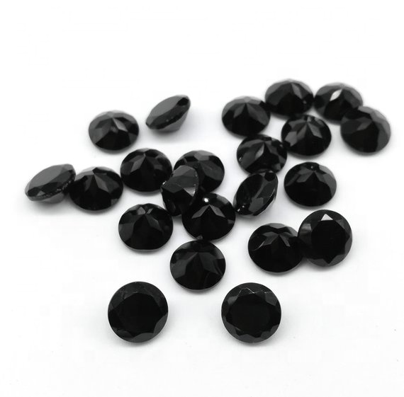 5mm Natural Black Onyx Faceted Round Loose Gemstones Manufacturer