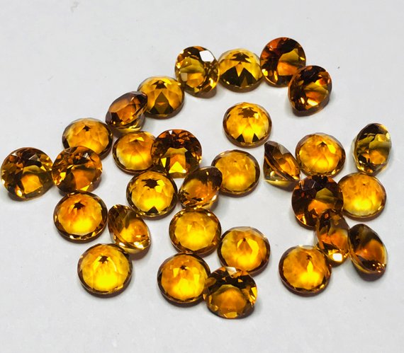 8mm Natural Citrine Faceted Round Cut Stone Semi precious Gemstone Manufacturer