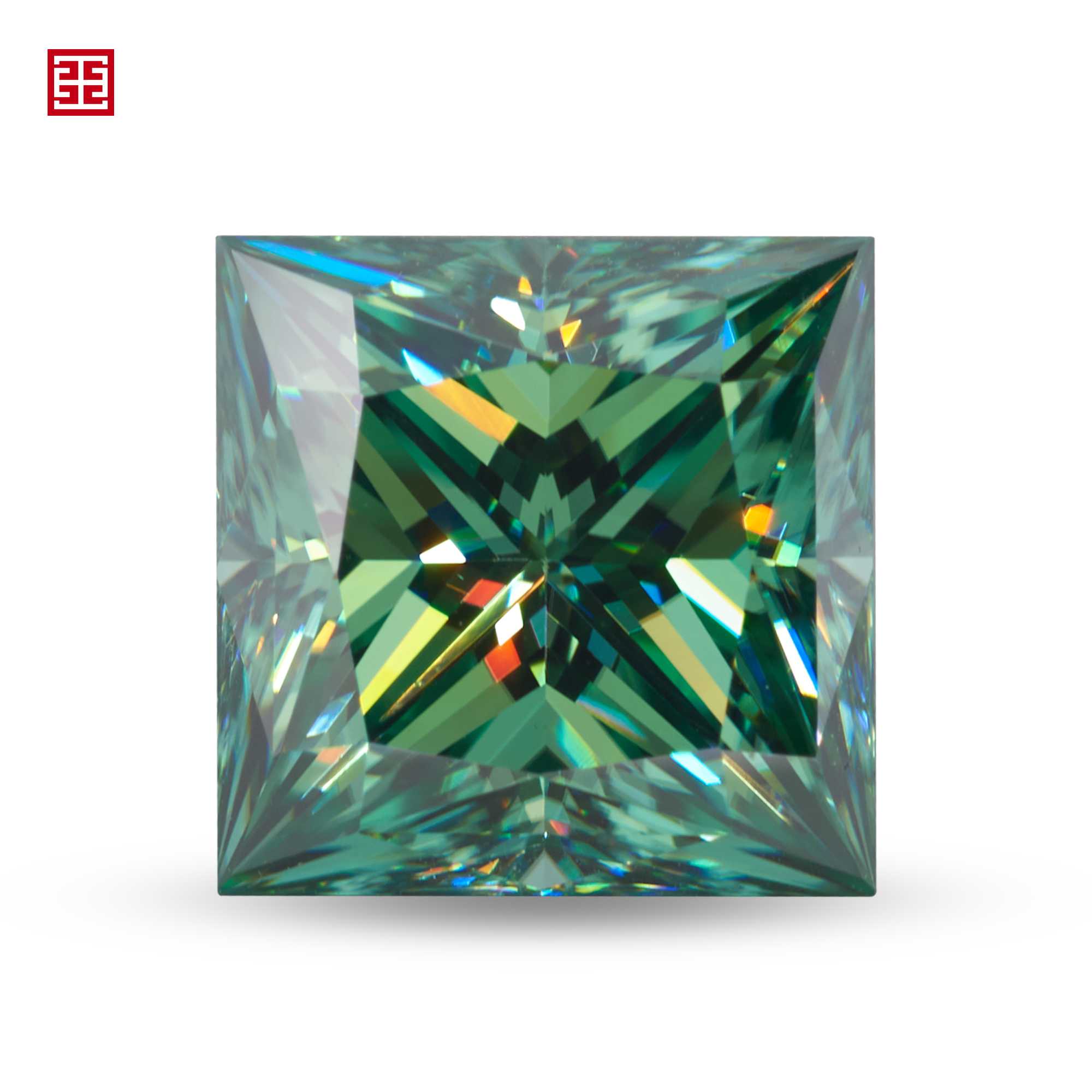Green Color Princess cut Moissanite gemstone diamond Exporter